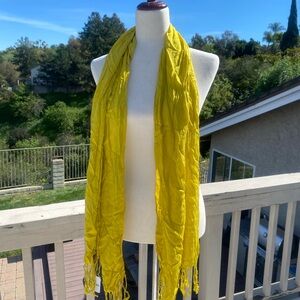 Free People Mustard Yellow Fringe Scarf